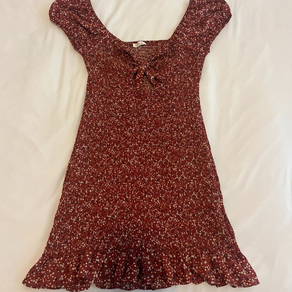 Red Ruffle Mini Summer Dress Size Large